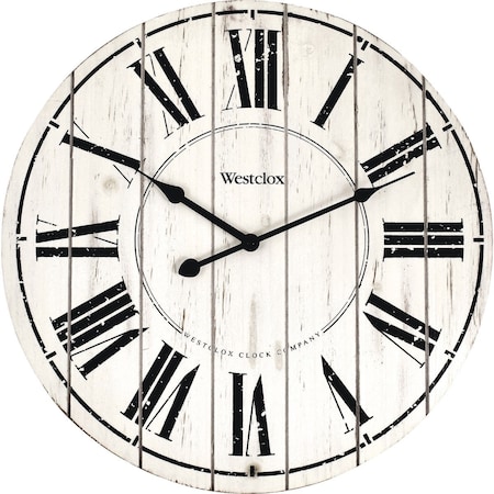 Westclox 18'' Whitewash Wood Wall Clock 38018