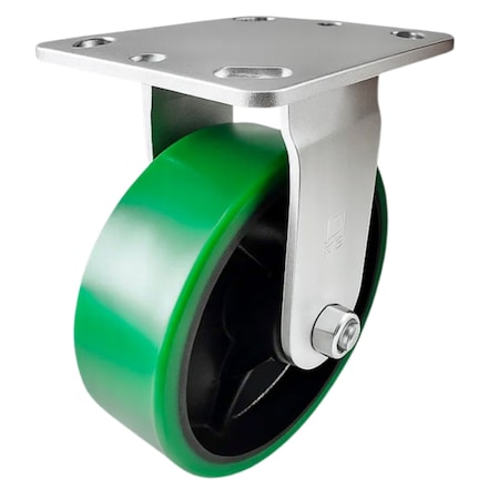 Hyw Products Heavy Duty Caster 6in Green Polyurethane on Cast Iron Wheel, Rigid 40-60R-A1-PC(G)