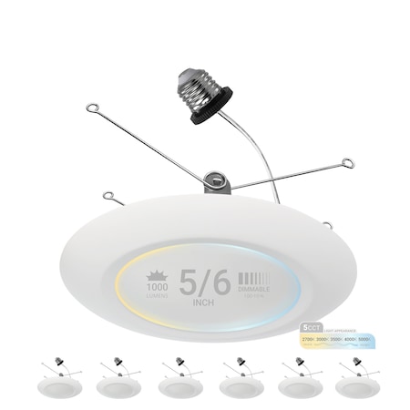Nuwatt 5/6 Inch LED Disk Lights Can Lights or Surface Mount Disk Downlights, 2700K-5000K, 1100LM, 6PK NW-R-DSK-6-15W-5CT-6P