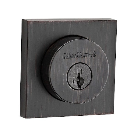 Kwikset Single Cylinder Deadbolt, 1" L Throw, Zinc 158-SQT-11P-SMT-6AL-STRKP-K3