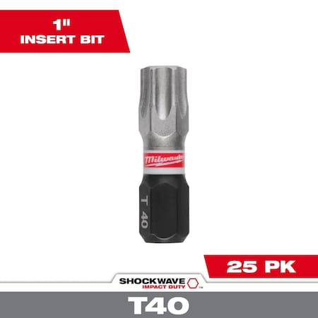 Milwaukee Tool Insert Bit, Black Oxide, Impact, PK25 48-32-4138