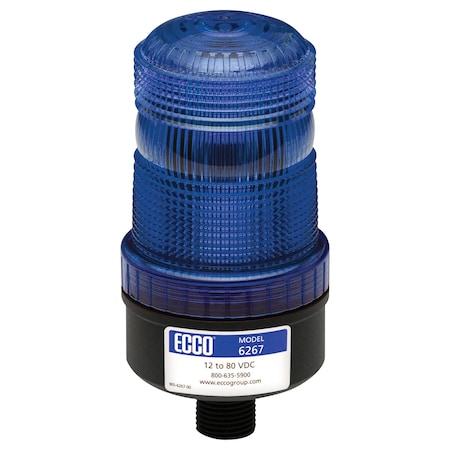 Ecco Led Beacon, 12-80Vdc, 0.5" Pipe, Blue 6267B