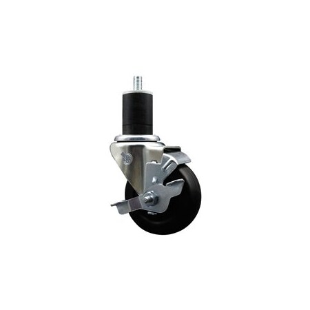 Service Caster 3.5'' Soft Rubber Swivel 1-3/4'' Expanding Stem Caster with Brake SCC-EX20S3514-SRS-TLB-134