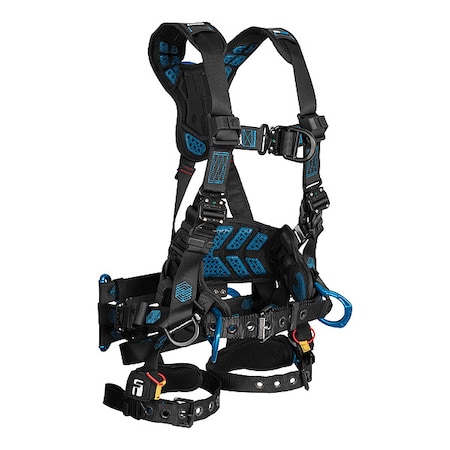 Falltech Tower Harness, S, 425 lb, Quick-Connect Chest/ Tongue Leg Straps, Back, Chest, Hips D-Ring 8048S