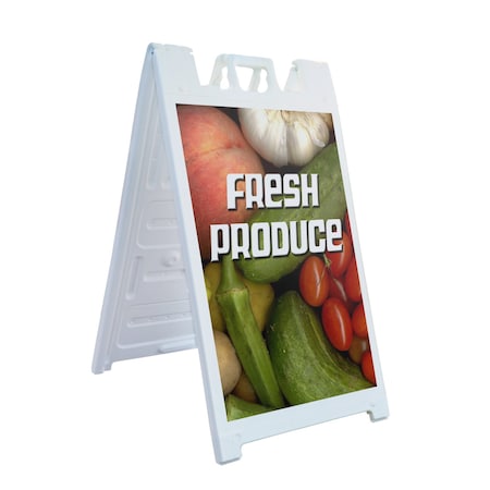 Signmission Fresh Produce, A-Frame & 2 Sign Inserts, Heavy-Duty Plastic Frame SBHD-C-2436-Fresh Produce