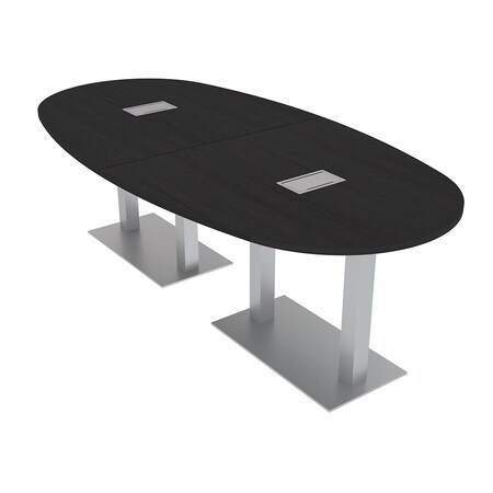 Skutchi Designs Boval Conference Table With Power, 48 in W, 96 in L, Black HAR-BOVL-48X96-DOU-U999ST19-ESIL