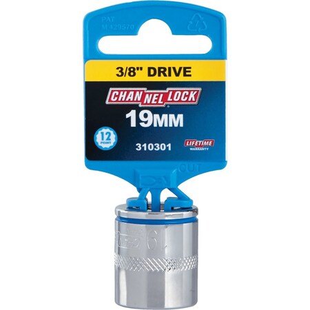Channellock 3/8'' Drive 19 mm 12-Point Shallow Metric Socket 310301