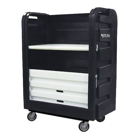 Royal Basket Trucks Linen Cart, Molded Plastic Shelves G48-BKX-TPC-6UNN