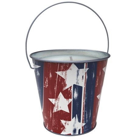 Seasonal Trends Candle with Handle Bucket, Bucket, Printed Stars and Stripes, Citronella, 54 x 415 x 26 cm Y2563
