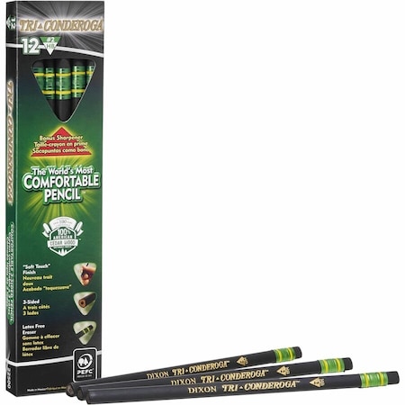 Ticonderoga Tri-Conderoga 3-Sided Pencils with Sharpener, PK24, 24PK 22500