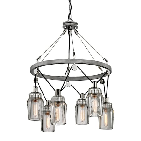 Troy Lighting Citizen 6 Light Chandelier 25 In. Graphite And Polished Nickel F5996