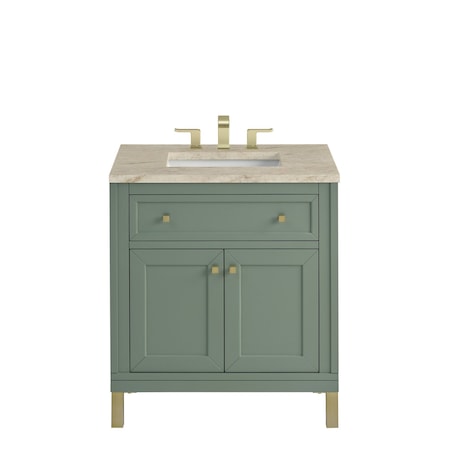 James Martin Vanities Chicago 30" Single Vanity, Smokey Celadon, w/ 3 CM Tajnar Eclos Top 503-V30-SC-3TJR