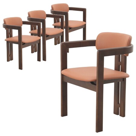 Leisuremod Velo Modern Dining Chair in Black Walnut Wood with Dark Brown Seat, 4PK VCBW-51DBR4