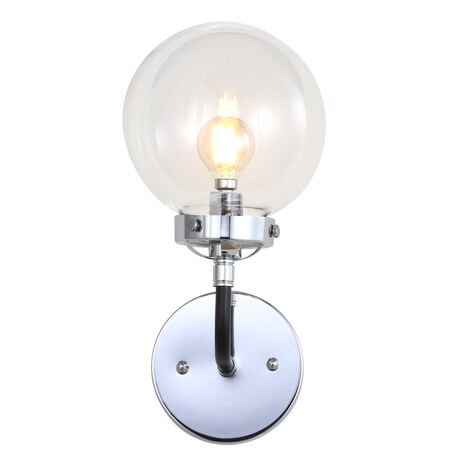 Jonathan Y Caleb 6" 1-Light Contemporary Transitional Iron/Glass LED Vanity Light, Chrome/Black JYL9056A