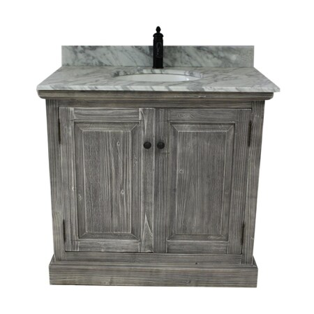 Infurniture WK1836-G plus CW Top 37 in. Rustic Solid Fir Sink Vanity In Grey-No Faucet WK1836-G +CW Top