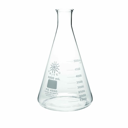 United Scientific Erlenmeyer Flask, Narrow Mouth, Borosili FG4980-5000