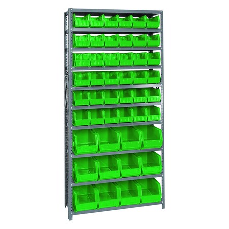 Quantum Storage Systems 10 SHELF OPEN UNIT W/48 GREEN BINS QSBU-230240GN