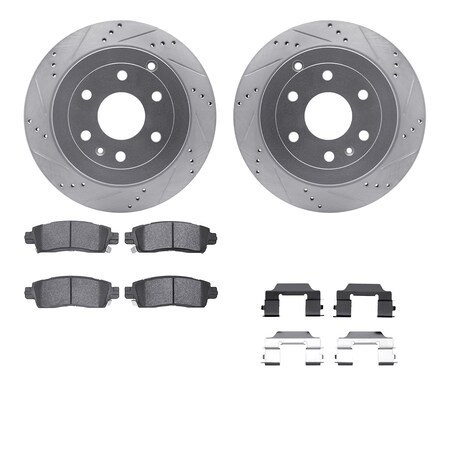 Dynamic Friction Co DFC Rotors-Drilled & Slotted-Silver w/ EURO 5000 Ceramic Brake Pads Incl Hdw 7612-48006