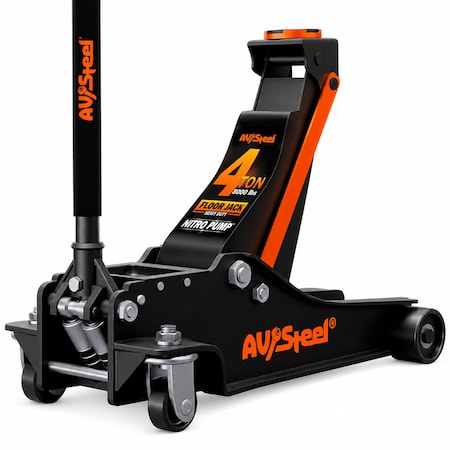 Av Steel Heavy-Duty Floor Jack 4 Ton (8,000 lbs), Dual Piston Pump, Lift Range 4-1/4 in to 19-3/4 in AV-402F