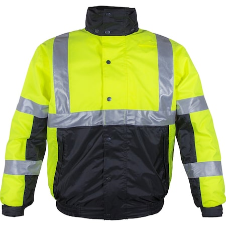 Reflective Apparel ANSI Type R Class 3 Bomber Jacket with Hood, Outer Shell 414ST-LB-5X