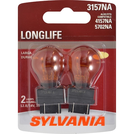 Sylvania Bulbs, 28.54 W, Amber, Incandescent 3157NALL.BP2