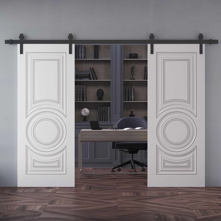 Sartodoors Double Barn Door 72x96 inches White Solid Core Modern Interior ROYAL9855DB-B-EMAL-7296