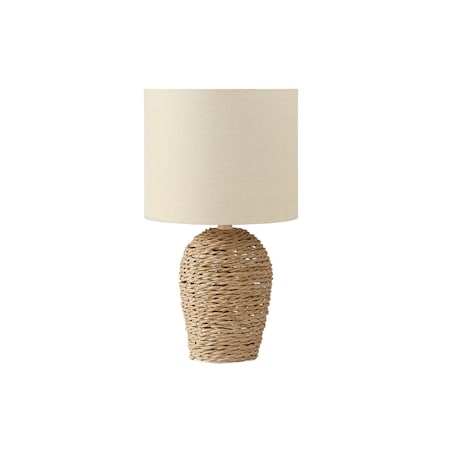 Monarch Specialties Lighting, 17"h, Table Lamp, Natural Rattan, Beige Shade, Transitional I 9854