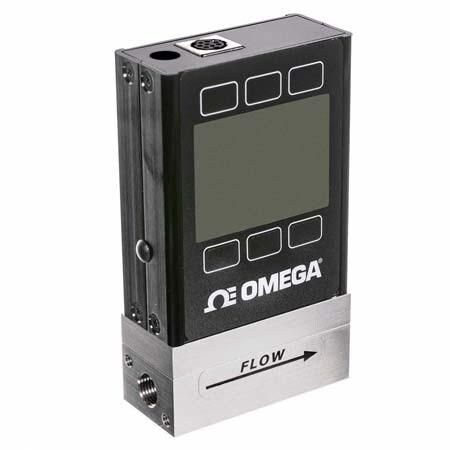 Omega Mass Flow Meter, Gas, 0.01 SLM to 2 SLM, RS232, 145 psi, 1/8 " NPT Female, 0 Vdc to 5 Vdc, LCD, 50 FMA-1605A