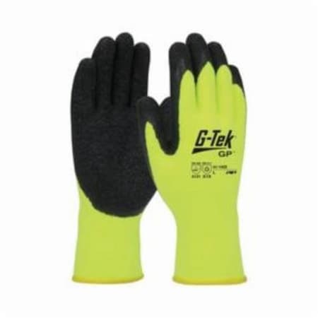G-Tek General Purpose Gloves, Coated/Cold Protection, Medium, Latex Palm, Acrylic, Black/Hi-Viz Yellow 41-1425/M