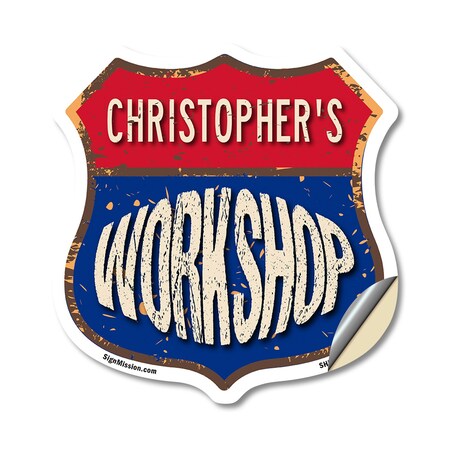 Signmission Christopher's Workshop, 12 Inch X 12 Inch, Vinyl Decal SHI-D-12-489-CHRISTOPHER