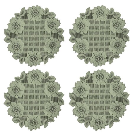 Heritage Lace 9 in. Floral Trellis Round Doilies, Fern - Set of 4 FT-0900F-S