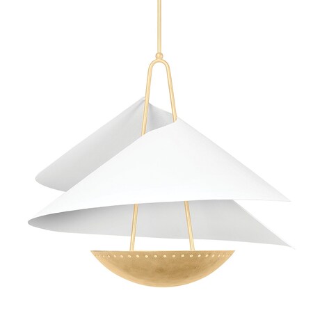 Corbett Lighting Carini 4 Light Pendant 35 In. Vintage Gold Leaf/Gesso White 411-34-VGL/GSW