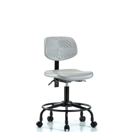 Blue Ridge Ergonomics Polyurethane Chair with Round Tube Base-Desk Height with Medium Back & Casters in Gray Polyurethane PDHCH-MB-RT-T0-A0-RC-GRY