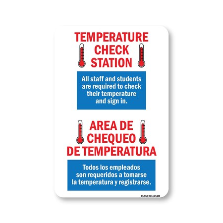 Signmission Public Safety Sign, Temperature Check Station Spanish, 14in X 10in Rigid Plastic, OS-NS-P-1014-25433 OS-NS-P-1014-25433