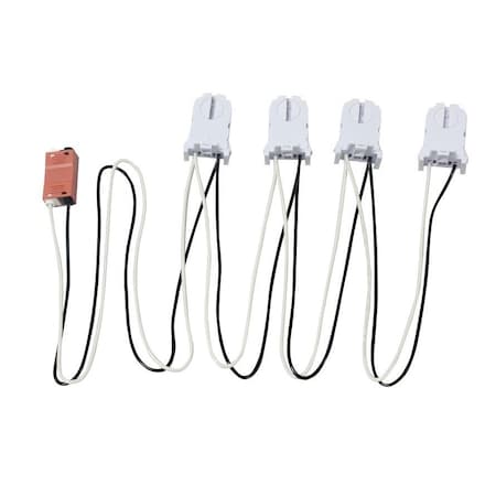 Keystone Wiring Harness for LED tubes.  (4) Pre-Wired Tall, Non-Shunted Sockets with Power Disconnect KT-SOCKET-T8-U-T-4-W