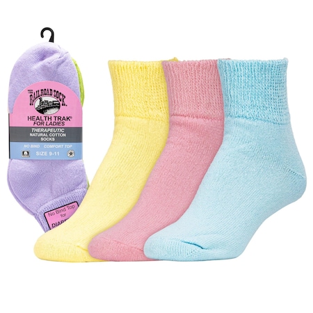 Railroad Sock Women's Pastel Therapeutic Quarter Socks, 3PK 635Q