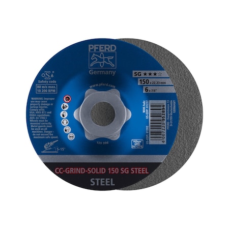 Pferd 6'' CC-GRIND-SOLID - 7/8'' A.H. - SG STEEL 61202