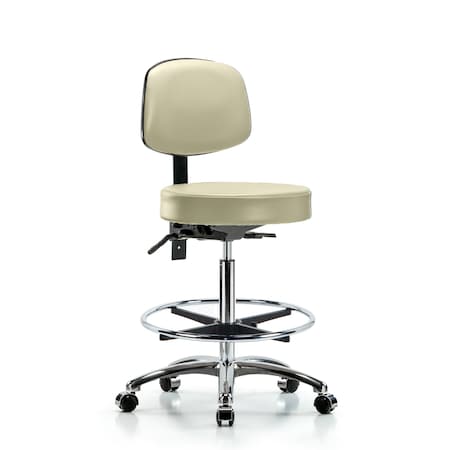 Blue Ridge Ergonomics Bench Stool, Hi, Vin, Bk, Chrome, CF, Cast, Wht BR-VHBST-CR-T0-CF-CC-8501