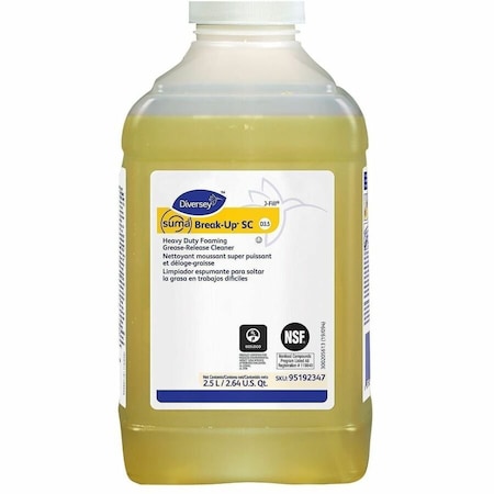 Diversey Grease Release Cleaner, 2.5L Bottle, Liquid, Pale Yellow, 2 PK 95192347