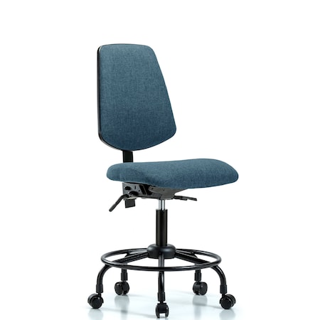 Blue Ridge Ergonomics Desk Chair Fab Desk Chair, Med, Bk, RT, Cast, Blu, No Arms, 21" to 26" Height, Fabric, Blue BR-FDHCH-MB-RT-T1-A0-RC-F43