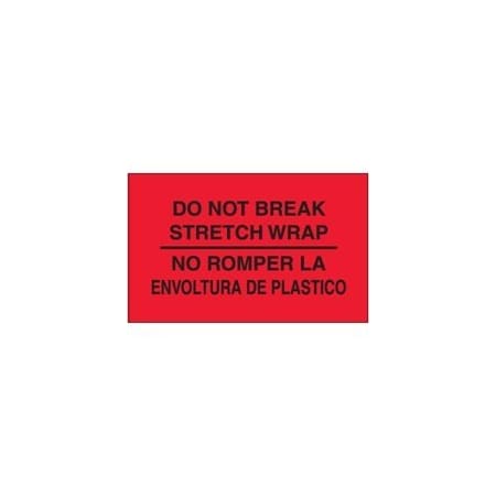 Bubblefast 3 x 5'' - ''No Romper La Envoltura De Plastico'' Fluorescent Red Bilingual Labels BFDL3031