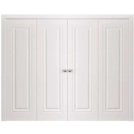 Sartodoors Sliding Closet Double Bi-fold Doors 72 x 84 inches, BASIC 9111 White, Sturdy Tracks Moldings Trims BASIC9111DBF-SKIN-7284