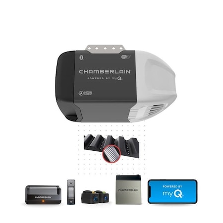 Chamberlain Garage Door Opener, Battery, Corded, Belt Drive, OS: Security+2.0 B2210