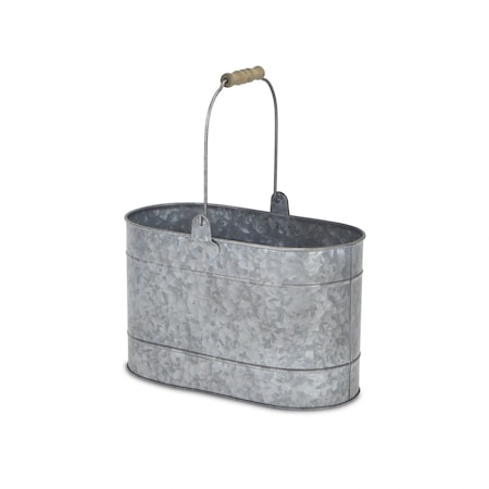 Homeroots 12" Gray Galvanized Steel Bucket 399669