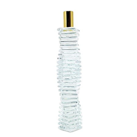 Homeroots 8" Clear And Gold Twisted Crystal Tabletop Taper Candlestick 590221