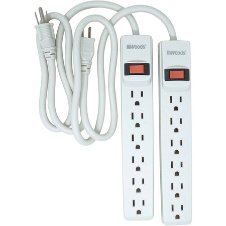 Southwire SurgeProtector, White, 6-1/2in, 6Outlets 41346