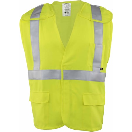 Ironwear Hi-Vis FR Safety Vest 5XL Class 2 , Hook & Loop 3 Pockets 1264FR-BRK-L-5XL