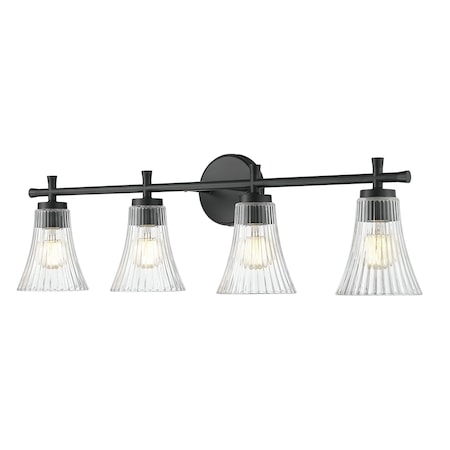 Z-Lite Belle 4-Light Vanity, 32 in W, Matte Black 7519-4V-MB