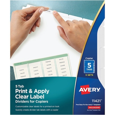 Avery Dividers, Index, Reg Tab, 5Tab 5PK AVE11421