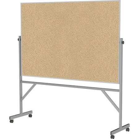 Ghent Reversible Bulletin Board - Natural Cork - Aluminum Frame - 78" x 77" ARKK46